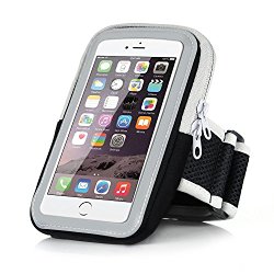 iPhone 6 Sports Armband – Badalink Running Cell Phone Holder Case Arm Band Strap With Zipper Pouch/ Mobile Exercise Workout for iPhone 6 6S iPod Touch – Black