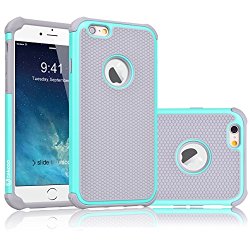 iPhone 6S Case, Tekcoo(TM) [Tmajor Series] iPhone 6 / 6S (4.7 INCH) Case Shock Absorbing Hybrid Best Impact Defender Rugged Slim Cover Shell w/ Plastic Outer & Rubber Silicone Inner [Turquoise/Grey]