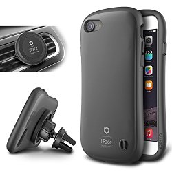 iPhone 7 Case and Car Holder, iFace [Duo Series] 2in1 Rugged Protective Hard Case with Magnetic Air Vent Car Mount Kickstand – Gunmetal Gray
