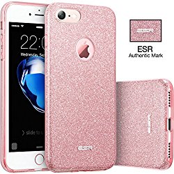 ESR iPhone 7 Makeup Series Back Cover Shinning Protective Bumper Bling Glitter Case for 4.7″ iPhone 7 – Rose Gold