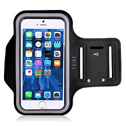 Tribe AB37 Water Resistant Sports Armband with Key Holder for iPhone 6, 6S (4.7-Inch), Galaxy S3/S4, iPhone 5/5C/5S, Bundle with Screen Protector