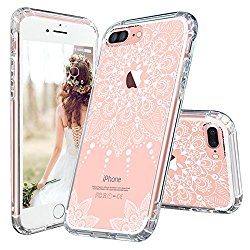 iPhone 7 Plus Case, MOSNOVO White Henna Mandala Floral Lace Clear Design Printed Plastic with TPU Bumper Protective Back Phone Case Cover for Apple iPhone 7 Plus (5.5 Inch)