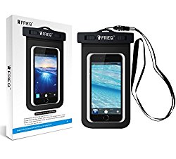 FRiEQ Universal Waterproof Case for Outdoor Activities – Waterproof bag for Apple iPhone 7, 7 Plus, 6S, 6S Plus, 6, 6 Plus, 5S; Galaxy S6, S4; HTC One X, Galaxy Note 3, Note 2; LG G2 – IPX8 Certified to 100 Feet (Black)