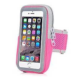 INNLIFE Sports Armband Sweatproof Running Armbag Gym Fitness Cell Phone Case with Key Holder Wallet Card Slot for iPhone 7 Plus 6 Plus 6s Plus Samsung Galaxy S5 S6 S7 Edge 5.5 Inch (Pink)