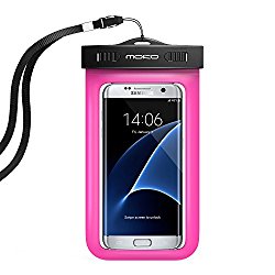 Universal Waterproof Phone Case, MoKo Multifunction CellPhone Dry Bag Pouch with Armband Feature & Neck Strap for iPhone 8, 7/7 Plus, 6/6S Plus, SE, Galaxy S8/S8 Plus, S7/S6 Edge, BLU, MOTO – MAGENTA