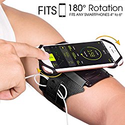 VUP Running Armband for iPhone X/ iPhone 8 Plus/ 8/ 7 Plus/ 6 Plus/ 6, Galaxy S8/ S8 Plus/ S7 Edge, Note 8 5, Google Pixel, 180° Rotatable with Key Holder Phone Armband for Hiking Biking Walking