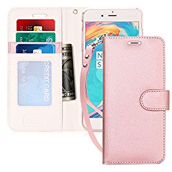 iPhone 6S Plus Case, iPhone 6 Plus Case, FYY [Kickstand Feature] Flip Folio Leather Wallet Case with ID&Credit Card Pockets for Apple iPhone 6/6S Plus (5.5 inch) Rose Gold