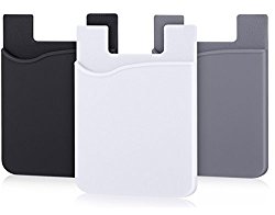 AgentWhiteUSA Cell Phone Wallet, Stick on Wallet For Credit Card, Business Card and Id, Works with Almost Every Phone, iPhone, Android and Most Smartphones, Grey/Black/White