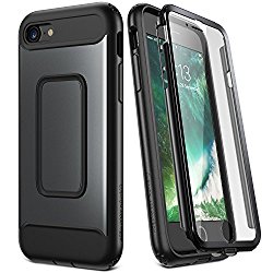 iPhone 8 Case, iPhone 7 Case, YOUMAKER Full Body Rugged with Built-in Screen Protector Heavy Duty Protection Shockproof Slim Fit Case Cover for New Apple iPhone 8 4.7 inch (2017) – Black