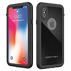 iPhone Xs/iPhone X Waterproof Case, ORDTBY Underwater Full Sealed Cover IP68 Certified for Waterproof Snowproof Shockproof and Dustproof with Built-in Screen Protector for iPhone X/Xs (Black)