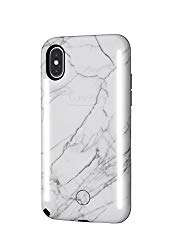 LuMee Duo Selfie Phone Case, White Marble | Front & Back LED Lighting, Variable Dimmer | Shock Absorption, Bumper Case | iPhone X / iPhone Xr / iPhone Xs / iPhone Xs Max