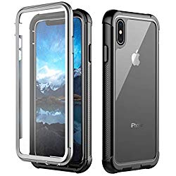 iPhone Xs Max Case, Singdo Built-in Screen Protector Cover 360 Degree Protection Rugged Clear Bumper Case Compatible with iPhone Xs Max 2018 Released (6.5 inch)