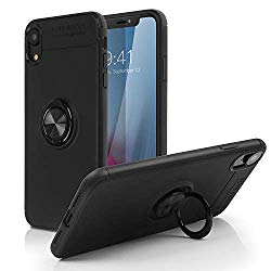 iPhone Xs Max Case,SQMCase Heavy Duty Durable Soft TPU Protective Case with 360 Degree Rotation Ring Kickstand [Work with Magnetic Car Mount] for Apple iPhone Xs Max (6.5″) – Black