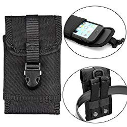 Premium Outdoor MOLLE Tactical Military Pouch Army Black Waist Holster with Belt Clip for iPhone X 6 6s 7 Plus 8 Plus ,Samsung Galaxy Note 8 S7 S8 S6 Edge (Fits will a Slim Hard Case Bumper Cover On)
