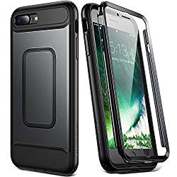 YOUMAKER Case for iPhone 8 Plus & iPhone 7 Plus, Full Body with Built-in Screen Protector Heavy Duty Protection Shockproof Slim Fit Cover for Apple iPhone 8 Plus (2017) 5.5 Inch – Black