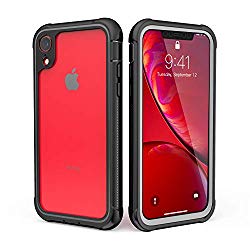 Clear Designed for iPhone XR Case,EONFINE Full-Body Heavy Duty Protection with Built-in Screen Protector Rugged Armor Cover Clear Shockproof Case for iPhone XR Case 6.1 Inch 2018 (Black)