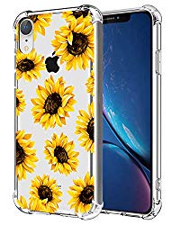 Flower Clear Case Fit iPhone XR Release 2018, Sunflower Girls and Women Floral Back Cover, Transparent Flexible TPU Bumper Shockproof Protective Case