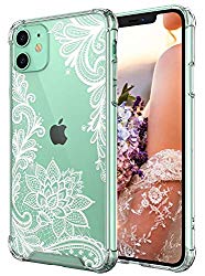Cutebe Case for iPhone 11, Shockproof Series Hard PC+ TPU Bumper Protective Case for Apple iPhone 11 6.1 Inch Crystal Lace Design(White)