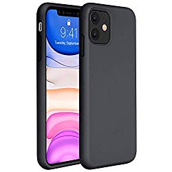 Miracase Liquid Silicone Case Compatible with iPhone 11 6.1 inch(2019), Gel Rubber Full Body Protection Cover Case Drop Protection Case (Black)