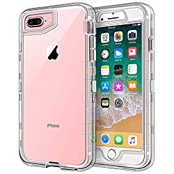 iPhone 8 Plus Case, iPhone 7 Plus Case, Anuck Crystal Clear 3 in 1 Heavy Duty Defender Shockproof Full-Body Protective Case Hard PC Shell & Soft TPU Bumper Cover for iPhone 7 Plus/8 Plus 5.5″ – Clear